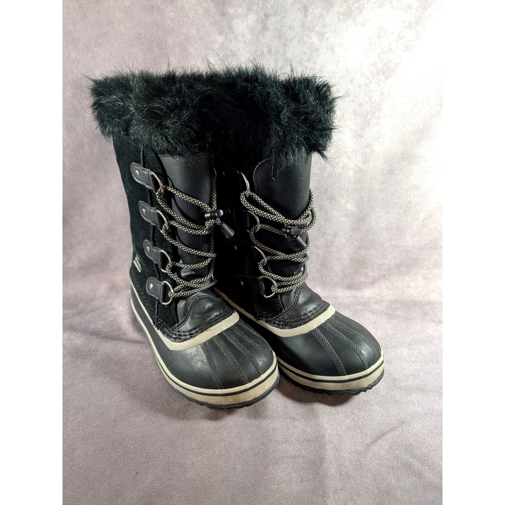 Sorel Joan of Arctic Winter Snow Boots Girls Youth Kids Waterproof Black Size 2